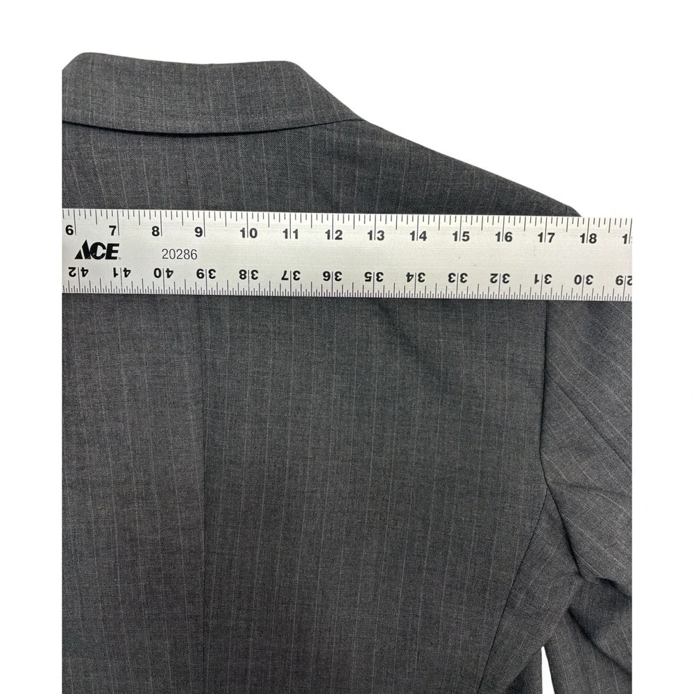 vtg Gray Pinstripe 38R 31x32 Oakton Ltd Wool Blend 2pc Pant Suit USA Flat Front